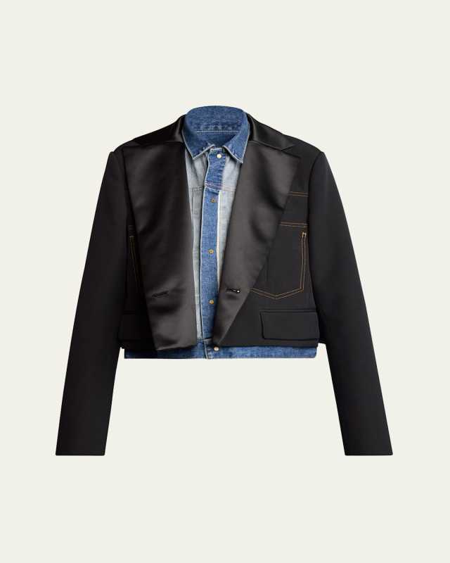 Layered Wool Denim Jacket